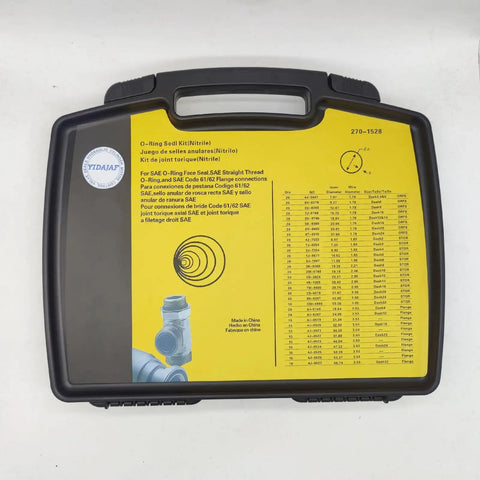 Heavy Duty Pro Grade O Ring Seal Kit For Hydraulic Systems With 570 Piece Set in black case with yellow label