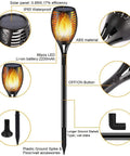 Outdoor Solar Flame Torch Lights Waterproof Mood Lighting For Pathway Patio Yard Garden With Auto Dusk To Dawn On Off 96 LED Flame Effect features