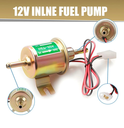 Gold 12V Low Pressure Electronic Fuel Pump For Most Cars Replacement Part, Copper And Aluminum Construction, universal fit