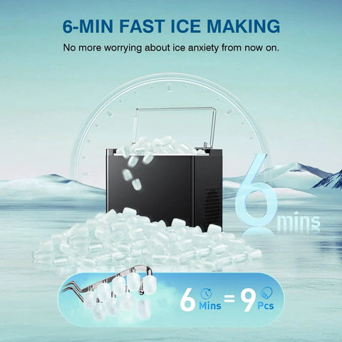 Portable Countertop Ice Maker That Churns Out 9 Ice Cubes In 6 Minutes, 26 Lbs Per Day, Obsidian Black in action