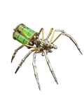 Metal DIY 3D Insect Puzzle Kit In Brass For Adults, Gatling Spider Model with intricate gears and steampunk design on white background