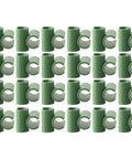 50 Pcs Garden Frame Rod Connector Clips For Plant Trellis And Greenhouse Film Brackets Climbing Pergola Supports 11mm 16mm 20mm No Fuss Clip On Installation, green PP clips displayed in rows.