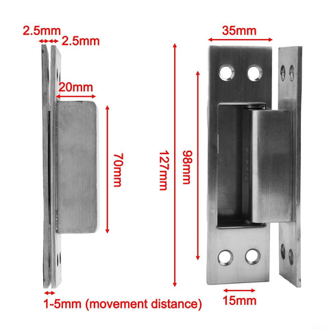 Dimensions of Invisible Cross Door Hinge For Wooden Doors And Aluminum Frame Doors, 180 Degree Opening, Zinc Alloy Die Cast With Stainless Steel Build