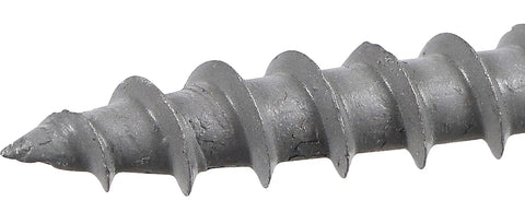 Close-up of 50 Count Exterior Deck Screws Size 8 by 2 Inches with Phillips drive, gray ceramic coated, for outdoor projects