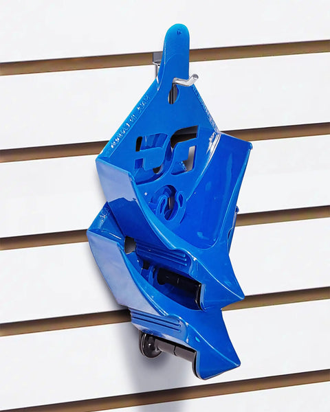 Blue Car Hose Guides Two Pack With Patented Roller System And Active Locking Grips displayed on grid background