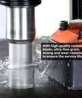Annular cutter, 1-1/2 in diameter with Weldon shank, mounted in magnetic drill press cutting metal