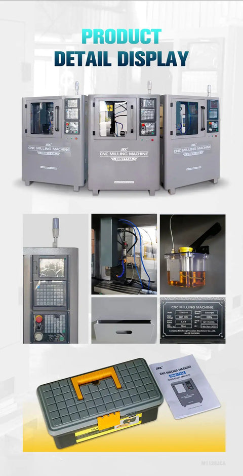 Rock Solid Cnc Milling Machine Packed With A Slick Internal Cooling System And Fully Enclosed Safety Guard Built Tough For Your Home Garage Running Smooth On Diy Watch And Model Mods product detail display with internal components and tool kit.