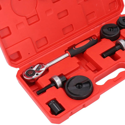 Knockout Punch Set With Six Sizes Manual Ratchet Hole Cutter Kit in red storage box for electrical conduit and metal sheets