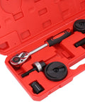 Beefy Heavy Duty Manual Punch Kit With Ratchet for sheet metal, open case showing tools and 6 punch sizes, built to last