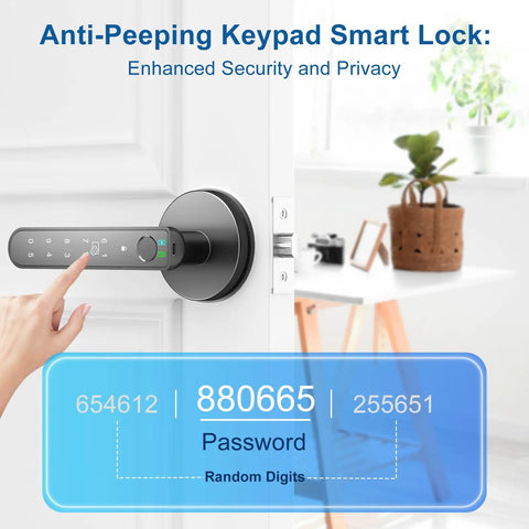 Fingerprint Smart Door Lock With Keypad For Keyless Entry 4 In 1 Knob Tuya Compatible Smart Home Ready Easy Install No Keys Needed