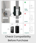Diagram showing A100F Keypad Fingerprint Door Lock With Keyless Entry compatibility and dimensions