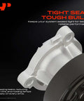 Heavy Duty Engine Water Pump With Drive Pulley And Crankshaft Seal Gasket Assembly showing tight build, aluminum body with black impeller.