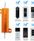 Two Pack 50 Watt 25 Ohm Wirewound Resistors For Smart Doorbell Voltage Drop Hack Compatible With Ring Nest Hello Skybell Aluminum Chassis Mount Easy Plug And Play Hardware next to compatible doorbell models.