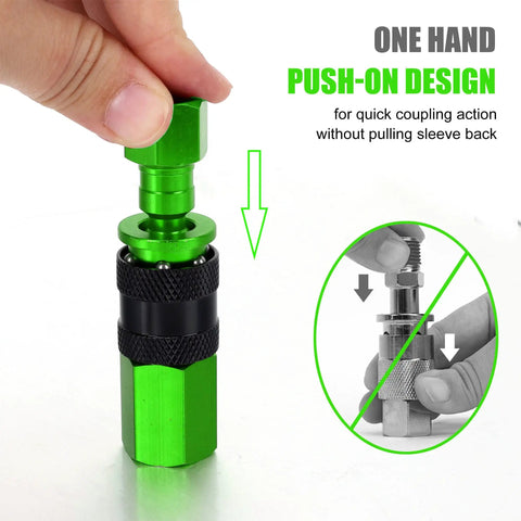 Heavy Duty Aluminum Air Coupler And Plug Kit 25-Piece Quick Connect Fittings With Leak-Proof Sealant And Teflon Tape