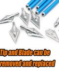 6.3 Inch Mini Crossbow Bolts With Bright Colors And Replaceable Tips, featuring sharp stainless blades and aluminum shafts