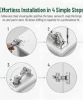 Hydraulic Soft Close Cabinet Hinges 170 Degree Full Overlay installation guide with four steps for kitchen and bathroom cabinets