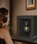 Portable Vocal Booth Foldable Microphone Isolation Shield for Home Studio Recording with Thick Acoustic Foam