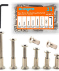 M6 Hex Drive Socket Cap Bolts Screws Kit For Furniture DIY Projects with 30 piece set and hex key shown in sizes and package