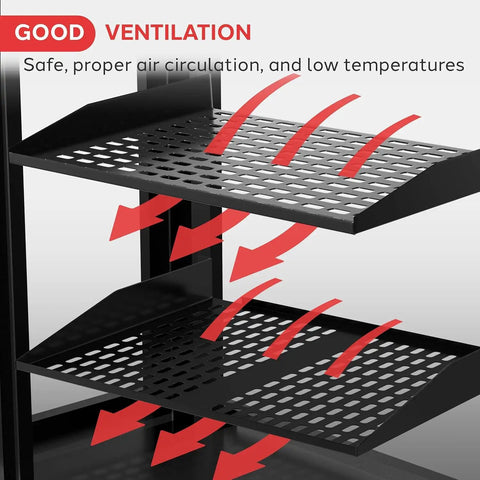 Heavy Duty 19 Inch 1U Server Shelf With Vented Cantilever Wall Rack Mount showing ventilation design for air circulation.