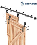 5.5 Foot Bypass Double Sliding Barn Door Hardware Kit With Single Track For 38 Inch Doors shown in installation view.