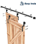 Bypass Double Sliding Barn Door Hardware Kit 6.6ft track for double 45 wide doors with black powder coat and ball bearing rollers.