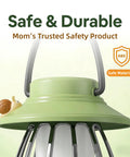 Rechargeable Kid Friendly Lantern Night Light With Dimmable 3 Color LEDs, green ABS design with handle and snail figure