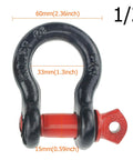 Heavy Duty Half Inch D Ring Bow Shackle With Screw Pin For Rigging And Towing Two Ton Working Load Limit Hot Dip Galvanized Forged Steel close view of size and pin details.