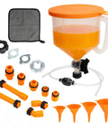 23 Piece No Spill Coolant Funnel And Siphon Hose Pump Kit For No Sweat Radiator Refills And Quick Cooling System air bleeding. Includes funnel and adapters.