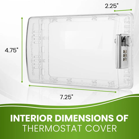 Lockable Thermostat Cover With Combination Lock Clear Polycarbonate Wall Mount Lock Box Fits 4.5 x 7 x 2.5 Easy Install dimensions