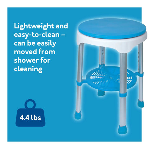 360 Degree Swivel Bath Stool With Cushioned Seat And Storage Tray Adjustable Rotating Shower Chair For Seniors And Adults Easy Entry And Exit From Tub