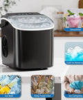 Portable Countertop Ice Maker With Carry Handle For Home Office And Parties, Produces About 26 Lbs Of Ice Per Day, Black unit.