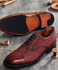 Dress shoe with Durable One Sixteenth Inch Thick Rubber Shoe Soling Sheet With Grippy Diamond Pattern For Full Sole Replacement Black Nine By Three Point Five Inches Non Slip Bottom Patch For Sneakers And Boots displayed underneath.