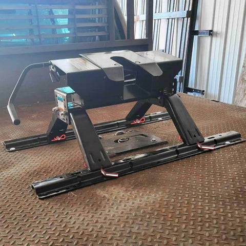Replacement Heavy Duty 1/2-Inch 5th Wheel Pins And Clips For Base Rails And Gooseneck Hitches installed on a trailer