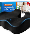 Kick Sciatica To The Curb With This Ergonomic Memory Foam Seat Cushion For Office Chair And Car Seat, black with contoured shape.