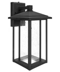 Seeded Glass Outdoor Wall Light With Dusk To Dawn Sensor, 1000 Lumens Of Warm 3000K Glow, 15.5 Inch Tall Porch Lantern