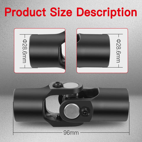 Heavy Duty 96mm Single Three Quarters Inch Round U Joint Shaft Black Steering Joint Universal Joint Coupler Chrome Steel Automotive