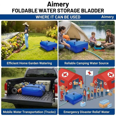Heavy Duty 1000 Liter Foldable Water Storage Bladder Portable Tank for outdoor home garden, camping, transport, and emergency use