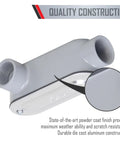 LL Type Conduit Body 1-1/2 Inch Threaded, Die Cast Aluminum With Stamped Steel Cover, Gray, Durable Metal Enclosure