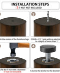 Installation steps for Heavy Duty One Quarter Inch Threaded Leveling Feet Set, Sixteen Adjustable Furniture Feet For Tables, Desks, And Cabinets.