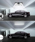 Two Pack Four Panel Garage Light Kit With Porcelain Lampholders E27 Base 6500K Daylight illuminating garage with car