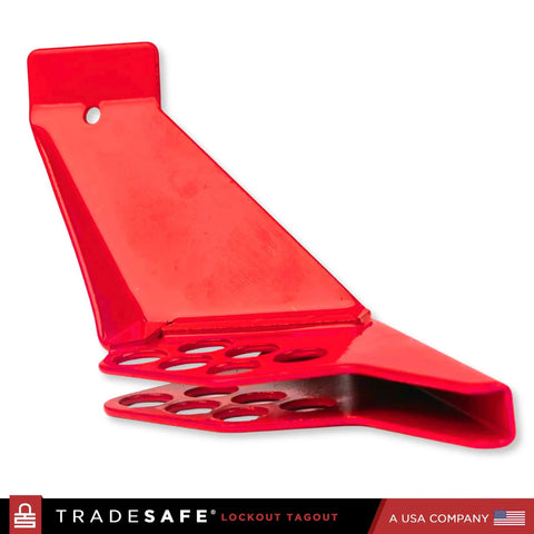 Red Ball Valve Lockout Device For 1/4 To 1 In Pipe Diameter, 6 LOTO Holes, Tamper Proof, impact resistant lockout