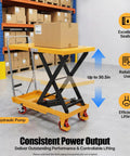 Heavy Duty Hydraulic Scissor Lift Table Cart With 500 Pound Capacity, adjustable height for lifting boxes up to 30.5 inches.