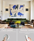 Living room with cordless battery operated cube wall sconces with remote dimmable LED up and down lighting, 2 pack