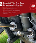 Close-up of 2 Pack Trim Cap Cylinder With Seals FSM040 Replacement End Cap Kit installed on Yamaha V6 Outboard motor.