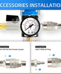 Accessories installation guide for Air Compressor Moisture Filter With Water Separator, 1/4 Inch NPT Inlet, 150 PSI Gauge