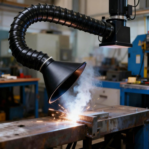 Pro Grade Solder Smoke Purifier Exhaust Pipe with 360 Degree Laser Fume Extractor and Bamboo Tube in action