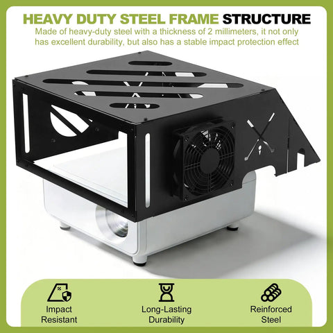Heavy Duty Floor Mounted Golf Simulator Projector Enclosure With Cooling Fan And Artificial Turf Ground Level Protection