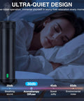 No Water Needed Scent Diffuser Starter Kit For Home And Hotel, Sleek Aluminum Tower Design near a sleeping woman