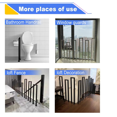 Slick Matte Black U Shaped Stair Handrails Set Of Two Built Tough For Indoor Outdoor Use Industrial Wrought Iron Wall Mount safety grab bar used as bathroom handrail.