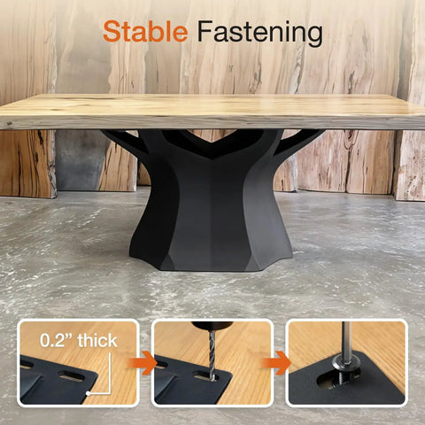 Handcrafted Black Steel Table Base Featuring Branch Style Design For Dining Desks And Workspaces Rust Resistant Adjustable with stable fastening.